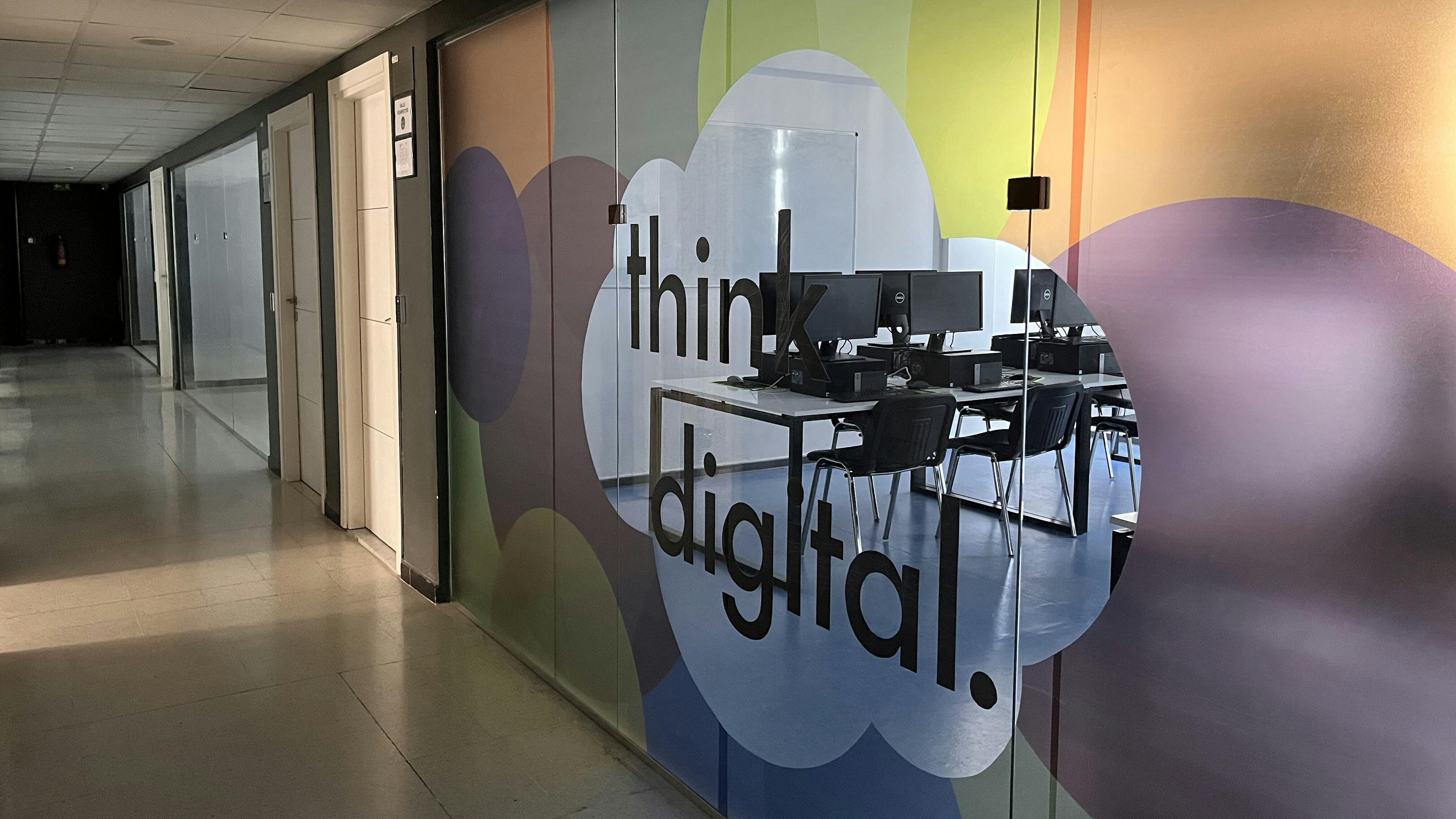 Corporate Office Hallway with Digital Theme